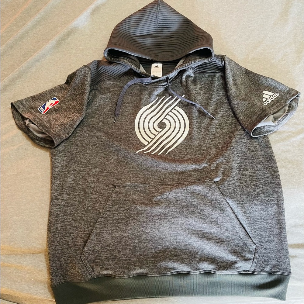 Adidas Portland Trailblazers SS Hoodie Gray Men’s XL